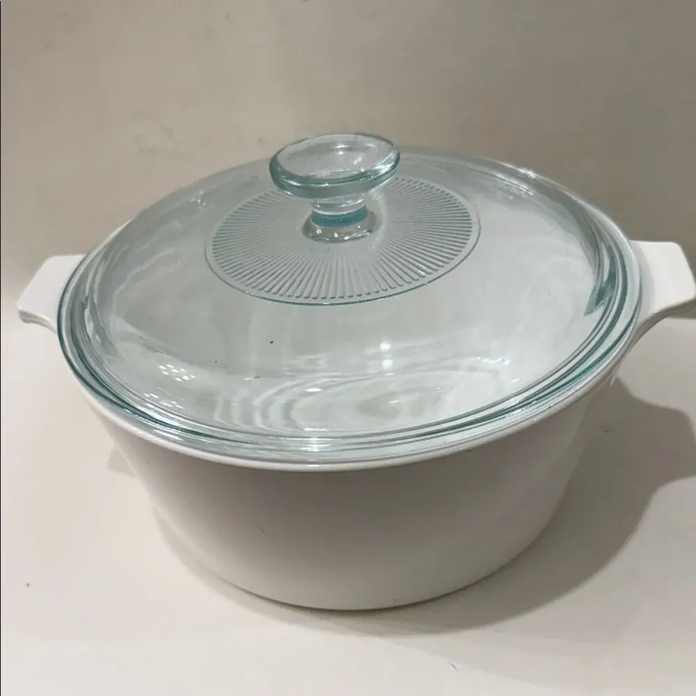 Corningware White Casserole Baking Serving Glass Lid 2 1/2 Qt B 2 1/2 B Made USA